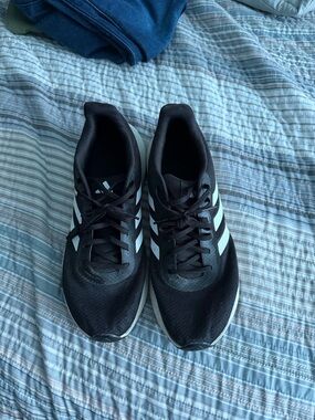 adidas Black Athletic Sneakers with White Three-Stripes